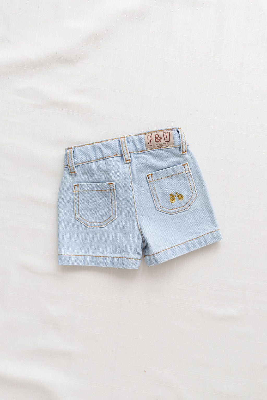 Fin & Vince Vintage Denim Shorts with Embroidery