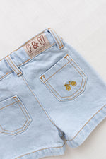 Load image into Gallery viewer, Fin &amp; Vince Vintage Denim Shorts with Embroidery
