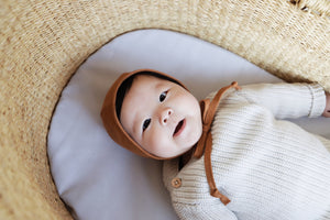 Briar Baby Rust Linen Bonnet