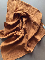 Load image into Gallery viewer, LILLE Caramel Muslin Swaddle Blanket
