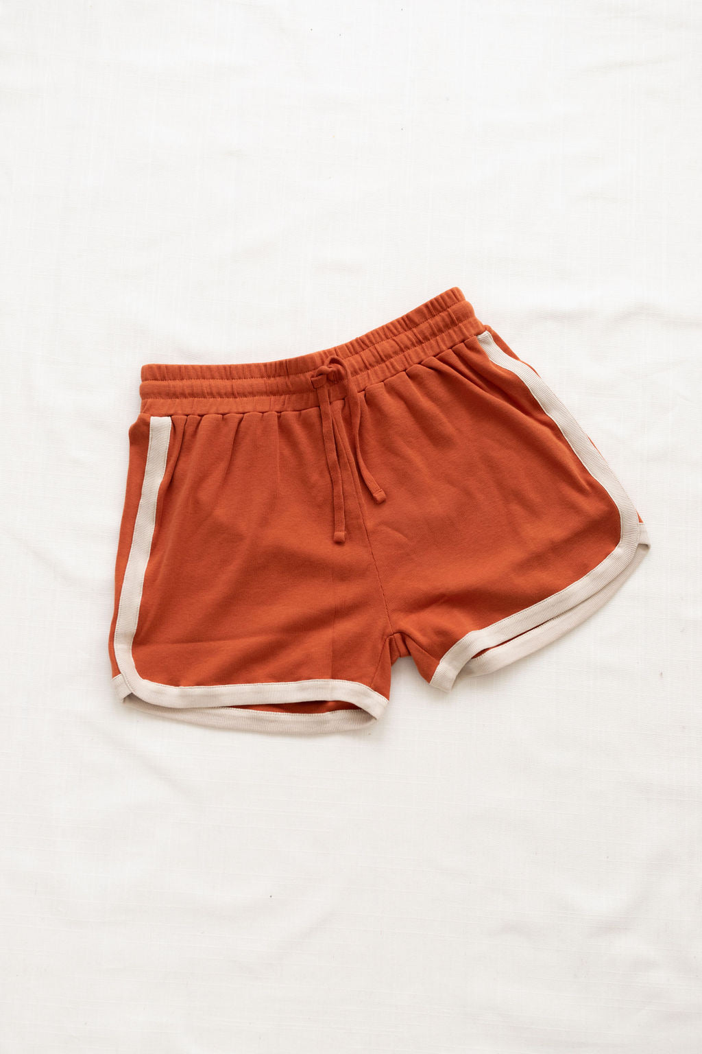 Fin & Vince Vintage Trackie Shorts Brick with Oat accents